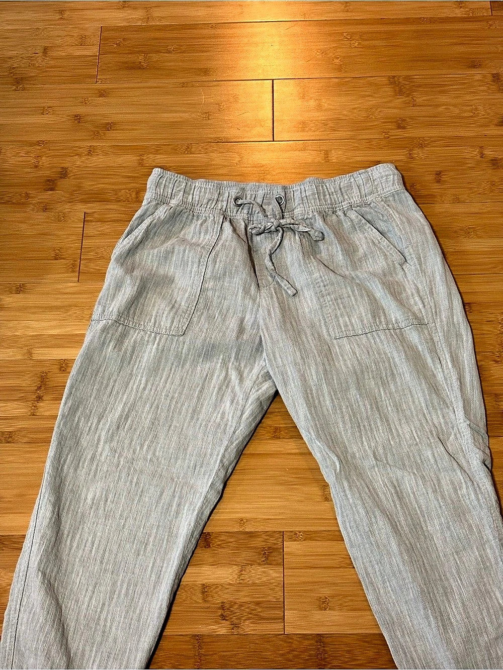 GAP chambray Mid Rise cotton-Blend Pull-On Pants Gray Medium